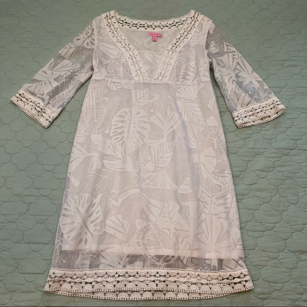 Lilly Pulitzer White Sherman Tunic Dress in Love Me or Leaf Me Pattern — XS